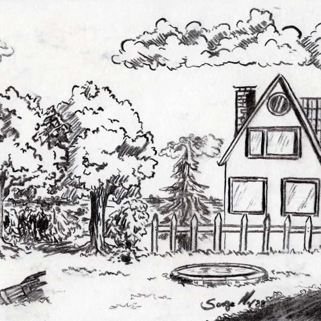 House in Landscape charcoal on paper, 1988